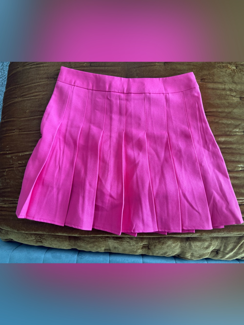 Bright Pink Pleated Mini Skirt